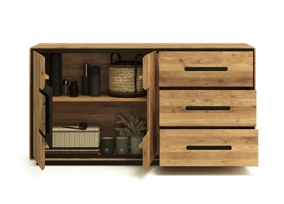 buffet moderne 3 tiroirs 2 portes