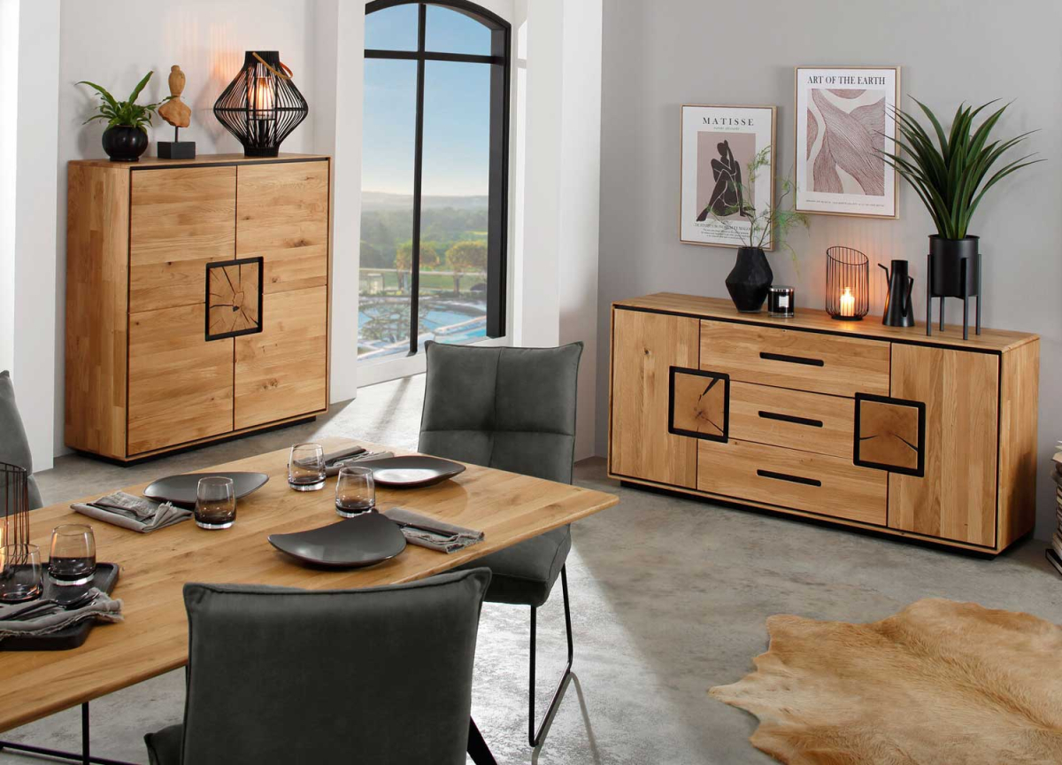Bahut Contemporain Bois de Chêne Naturel