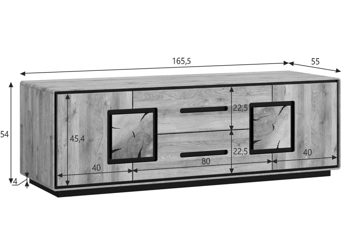 Banc TV Chêne et Déco Noir