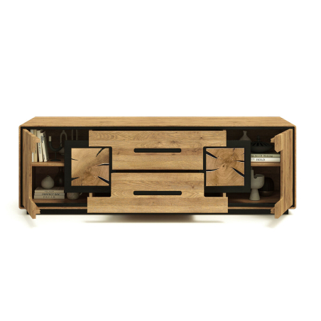 Banc TV en bois massif avec détails en duramen – Style affirmé et pratique