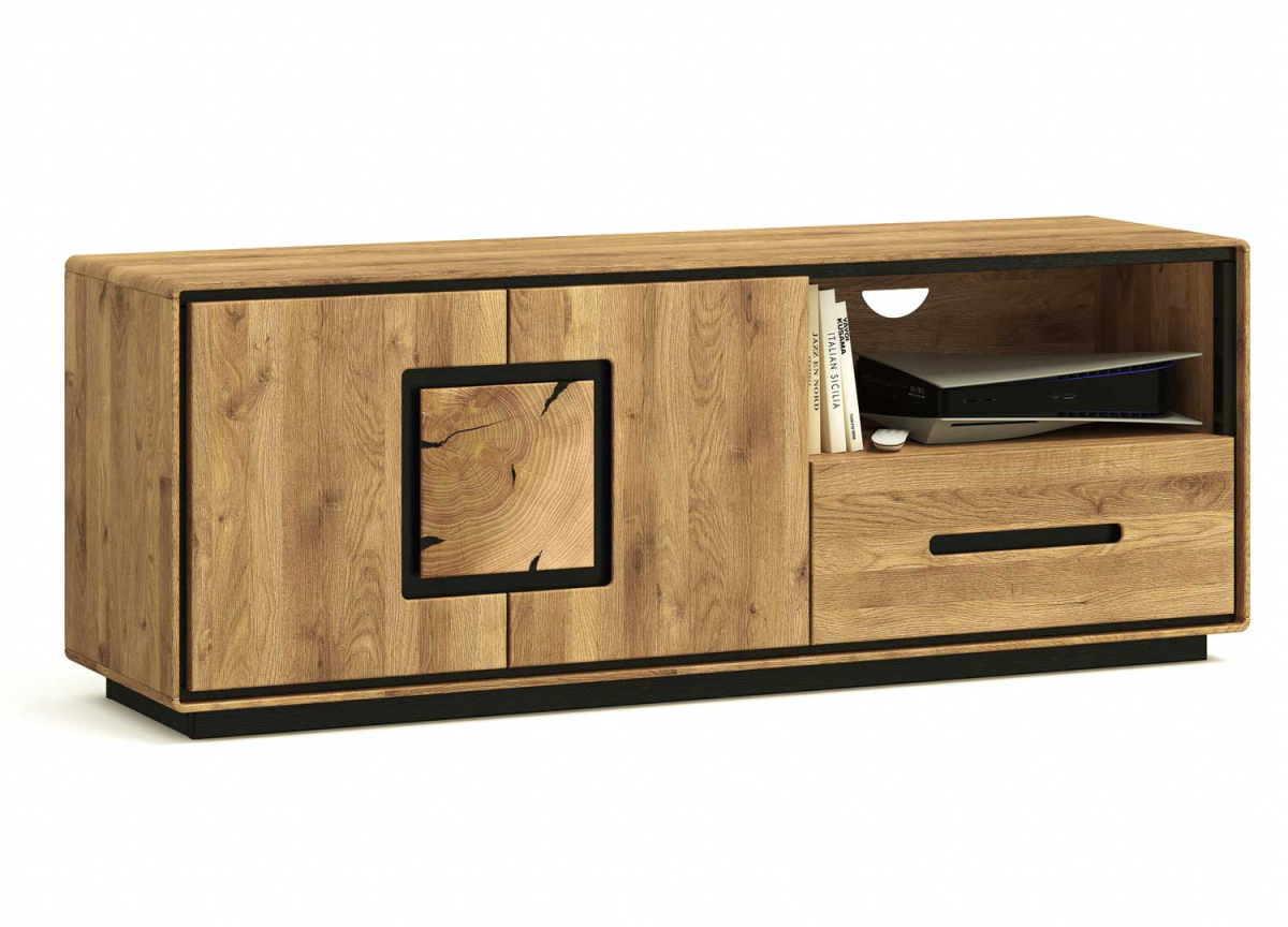 meuble TV contemporain en bois massif