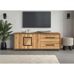 Meuble TV chêne massif – Finition brute, rangements discrets, style contemporain