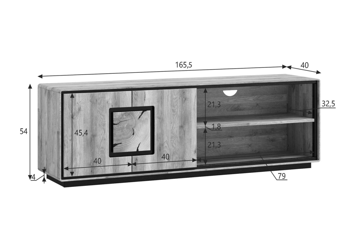 Meuble TV en chêne Huilé avec Rangement