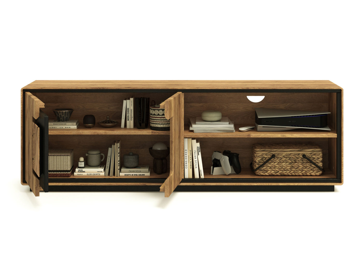 Meuble TV en chêne Huilé avec Rangement