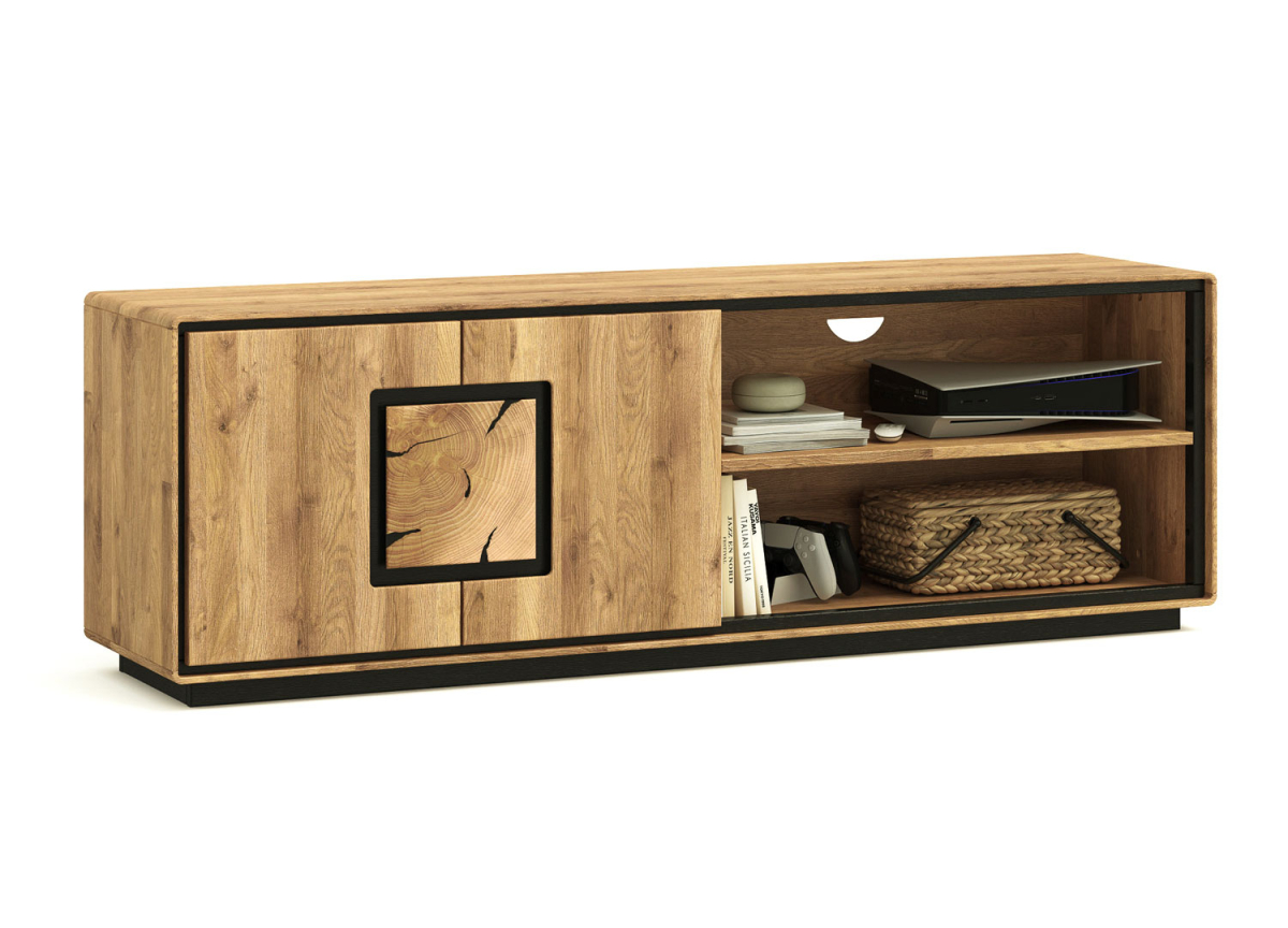 Meuble TV en chêne Huilé avec Rangement