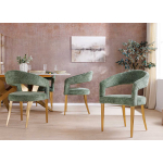 Chaise design en tissu vert