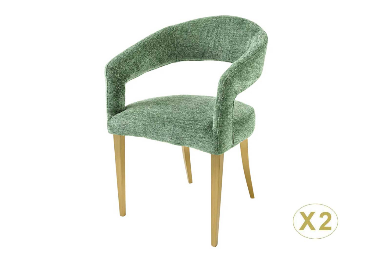chaise moderne en tissu vert texturé