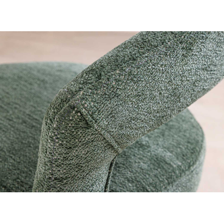 Chaise en Tissu Texturé Verte et Piétement Acier Doré