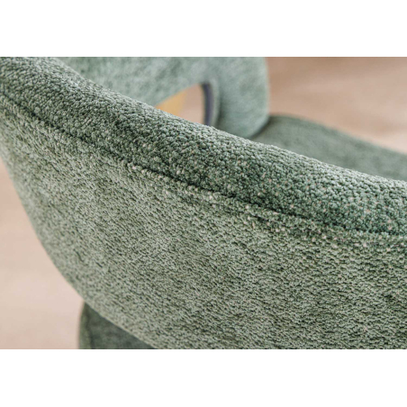 Chaise en Tissu Texturé Verte et Piétement Acier Doré
