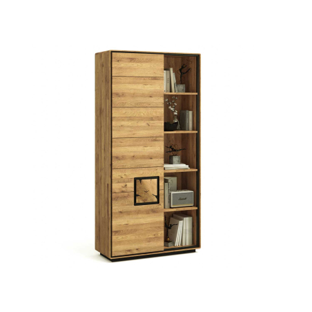 Bibliothèque haute en bois massif – Compartiments ouverts et façade décorative