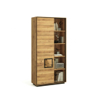 Bibliothèque haute en bois massif – Compartiments ouverts et façade décorative