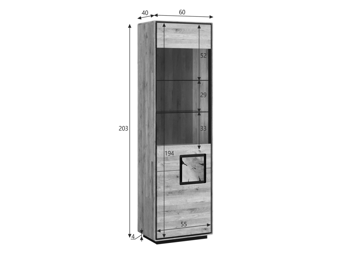 Vitrine Décorative en Chêne Naturel avec LED
