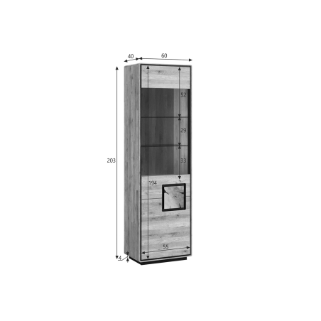 Vitrine Décorative en Chêne Naturel avec LED
