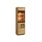 Meuble vitrine vertical en chêne massif – façade vitrée et éclairage LED