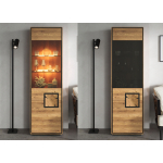 Vitrine en chêne massif avec porte semi-vitrée et éclairage LED