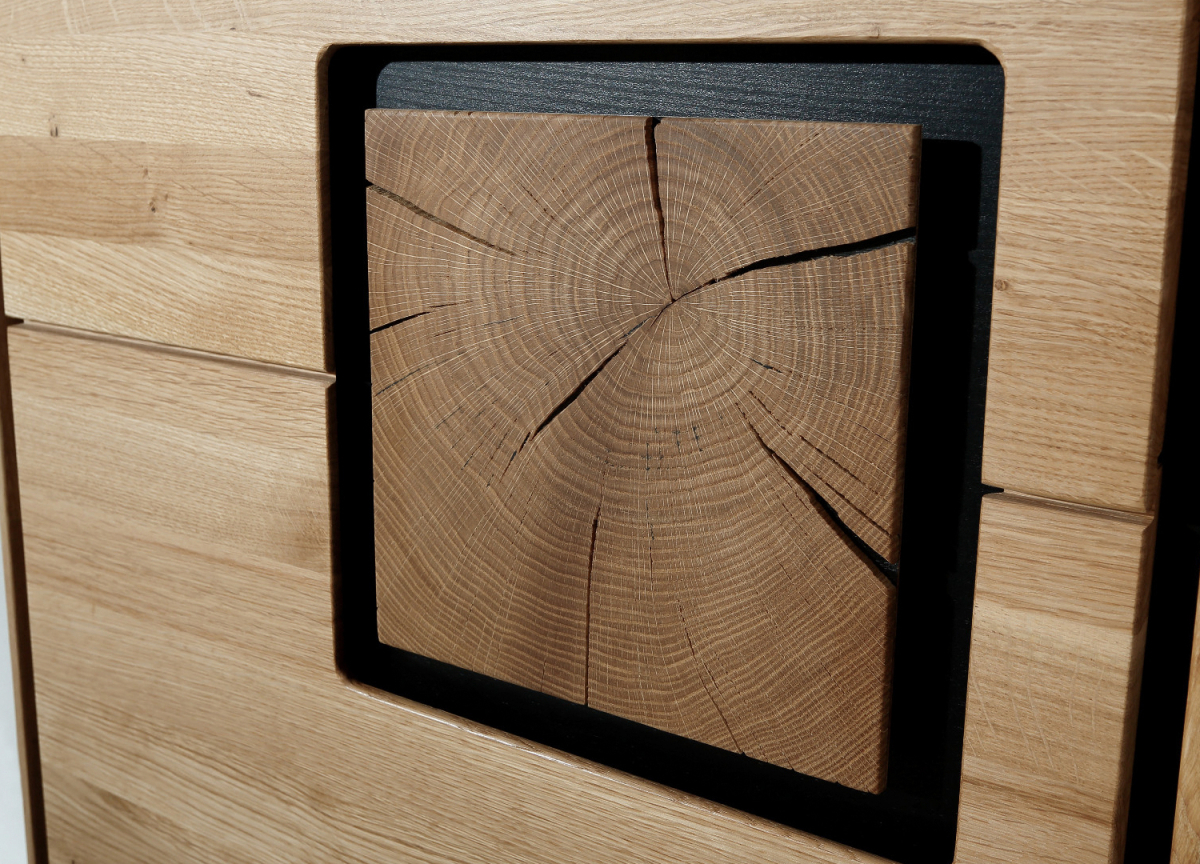 Vitrine Contemporaine Chêne Massif et Verre Fumé