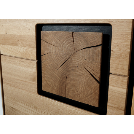 Vitrine Contemporaine Chêne Massif et Verre Fumé