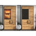 Armoire vitrée décorative en chêne naturel avec motif duramen