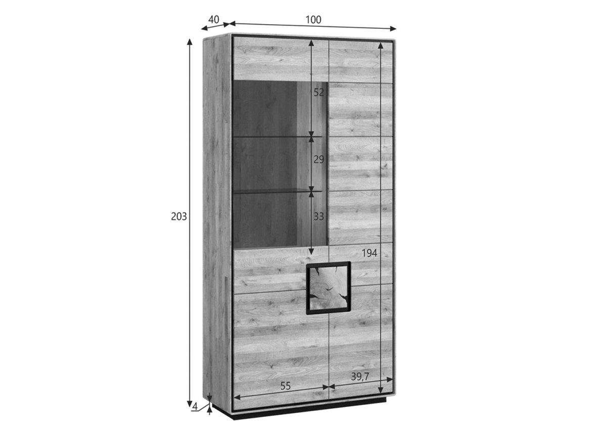 Vitrine Contemporaine Chêne Massif et Verre Fumé