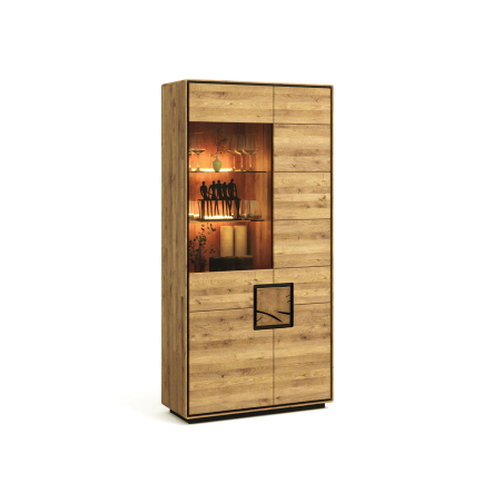 Vitrine contemporaine 203 cm avec éclairage LED et détails noirs