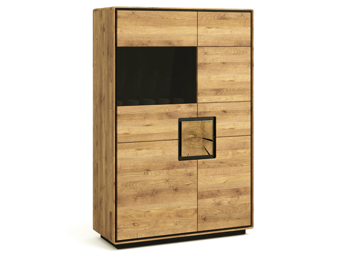 Meuble de salle à manger moderne en chêne et porte semi-vitrée Meuble de salle à manger moderne en chêne et porte semi-vitrée