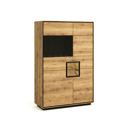 Meuble de salle à manger moderne en chêne et porte semi-vitrée