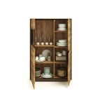 Meuble de rangement moderne en chêne massif et verre teinté