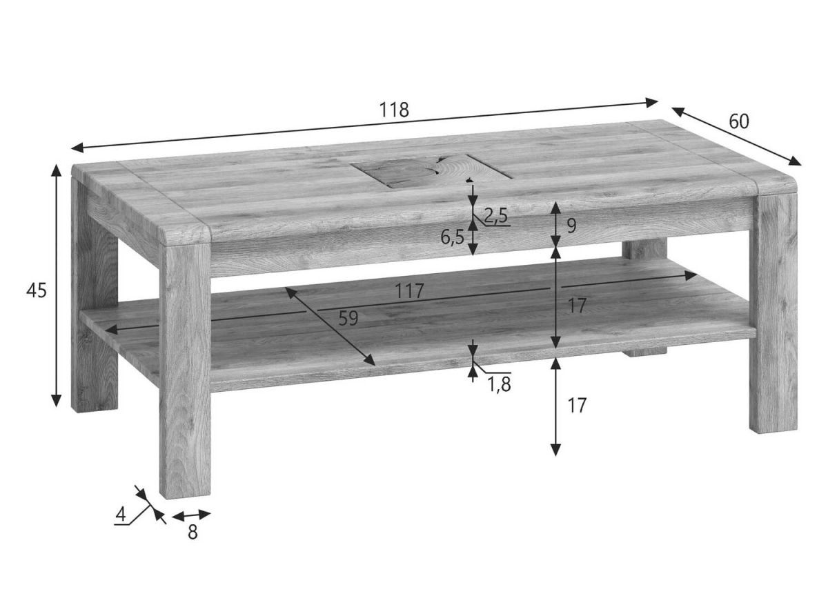 Table Basse en Bois avec Rangement