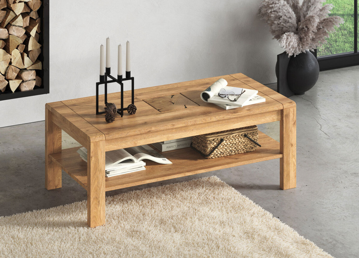 Table basse épaisse en chêne massif – Style intemporel
