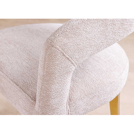 Chaise Design Beige Texturé et pieds Brossé Dorés