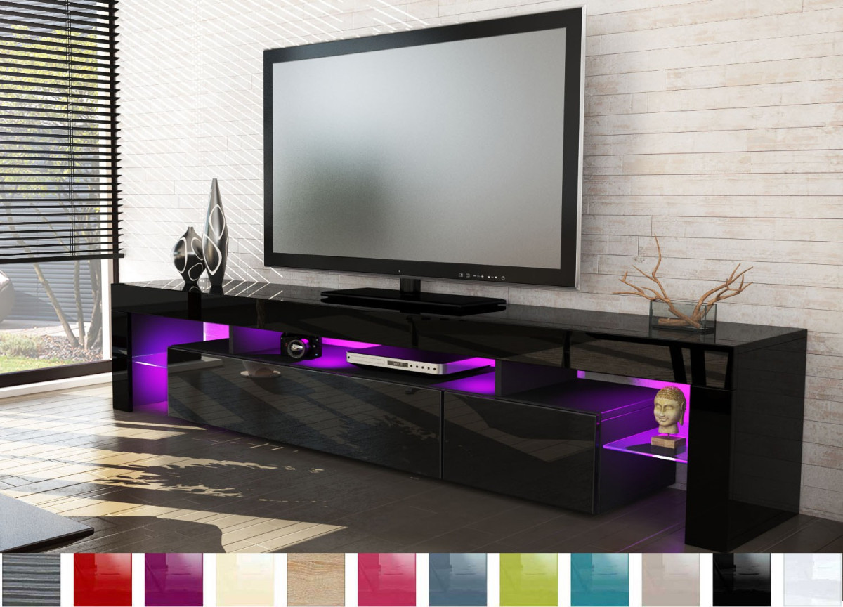 Meuble tv design laqué noir