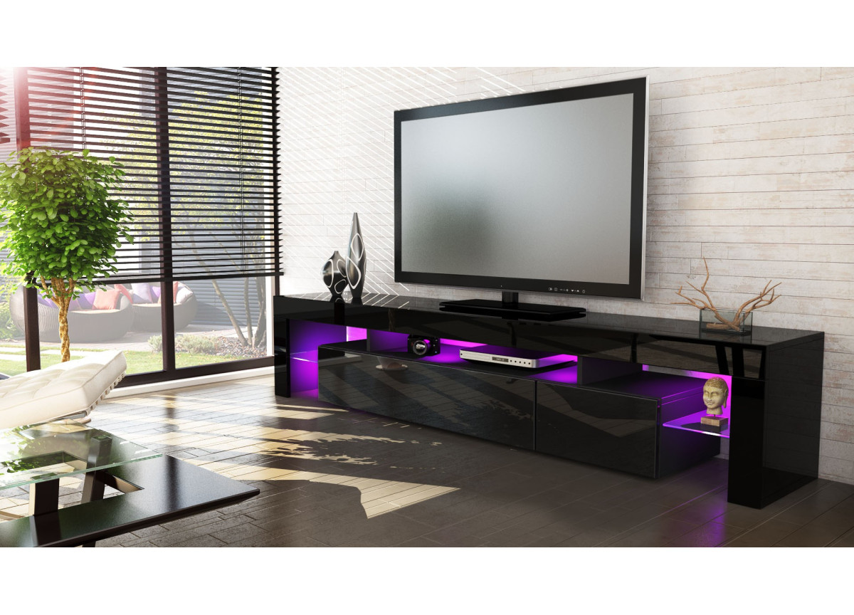 Meuble TV Design Laqué Noir