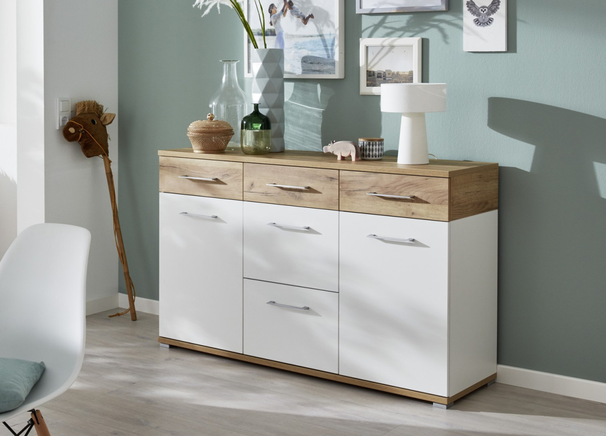Buffet design contemporain 2 portes et 5 tiroirs