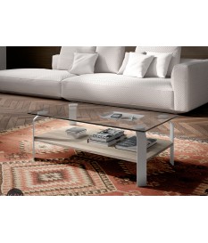 Table Basse rectangulaire en verre et bois Orme