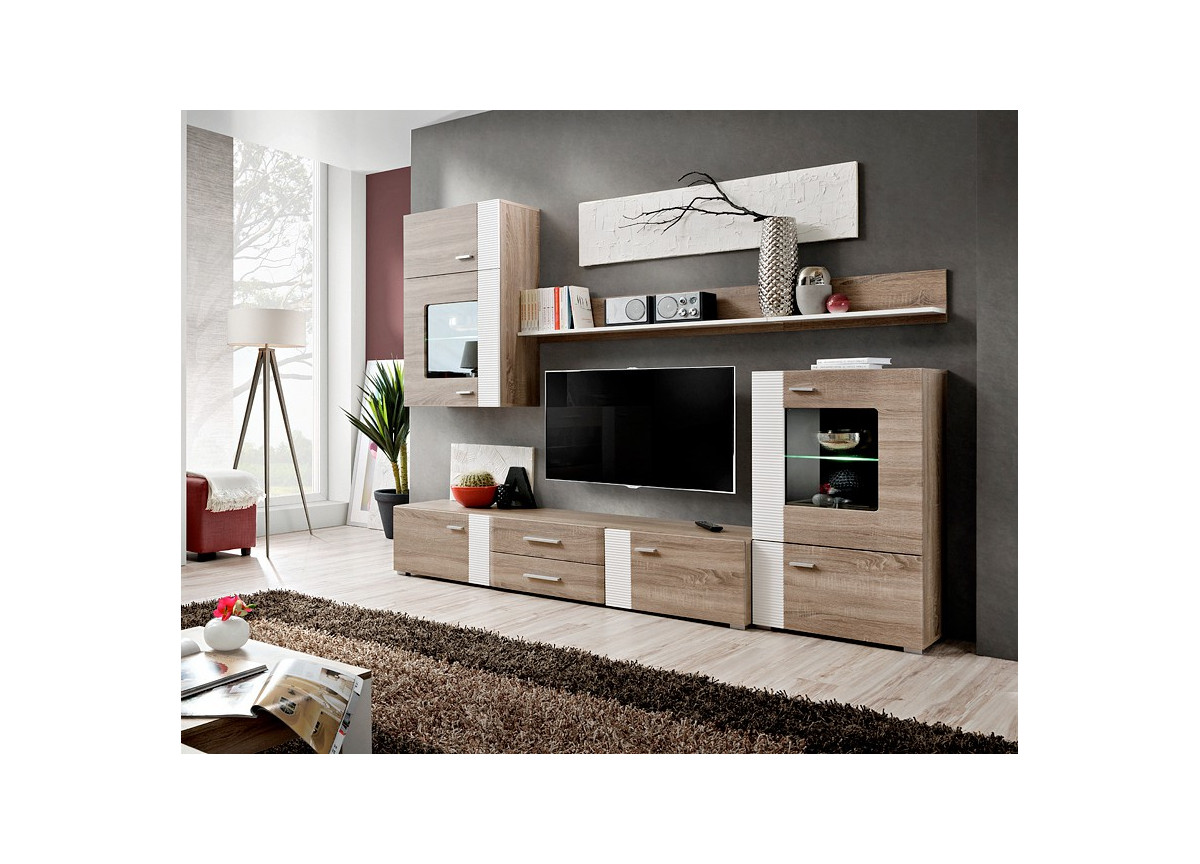 Meuble de Salon TV en Bois Chêne Truffier Meuble de Salon TV en Bois Chêne Truffier