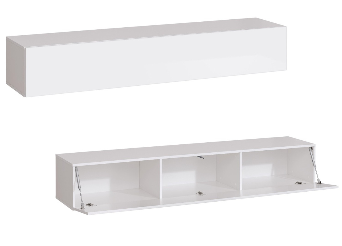 Meuble de Salon TV Suspendu Blanc Contemporain