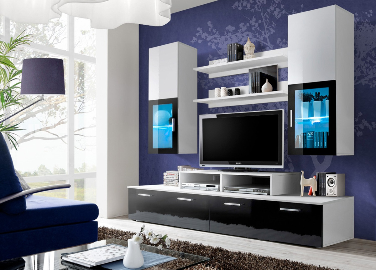 Ensemble TV Mural Noir & Blanc Ensemble TV Mural Noir & Blanc