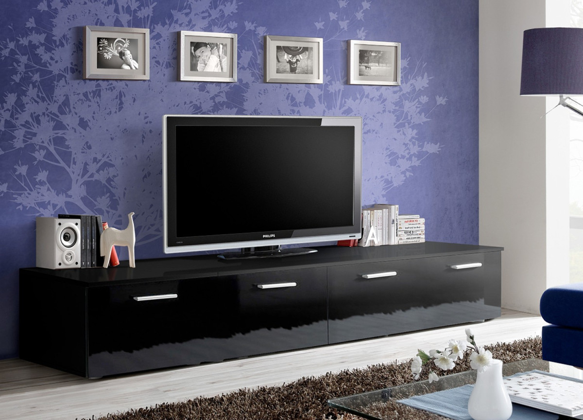 Meuble TV Bas 2m Noir Meuble TV Bas 2m Noir