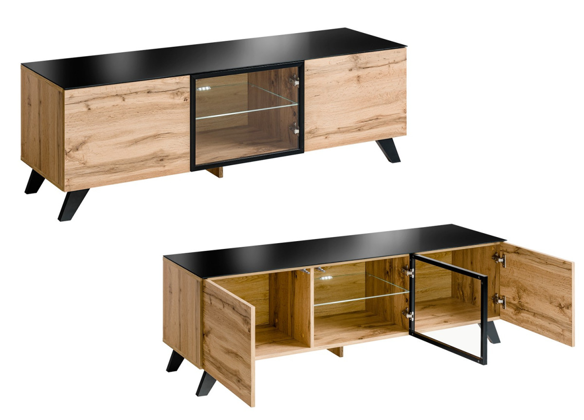 Ensemble de Meuble TV Scandinave - Bois et Noir