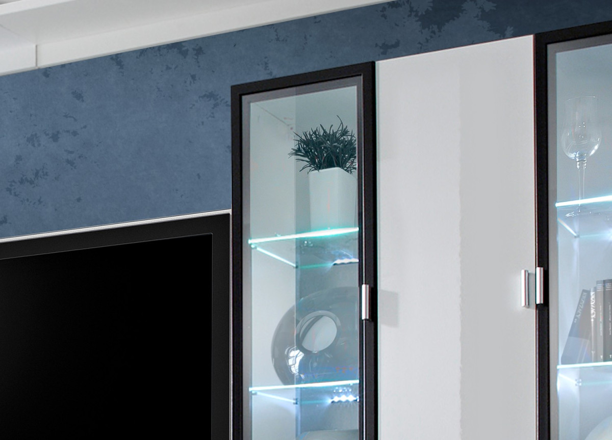 Ensemble TV Mural Design Blanc & LED