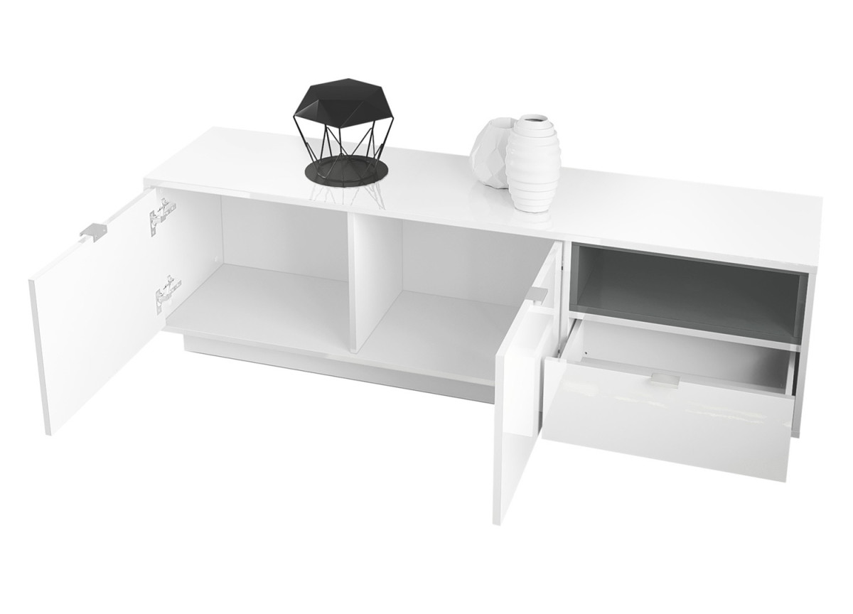 Meuble TV Design Blanc Brillant | Niche de couleur au Choix