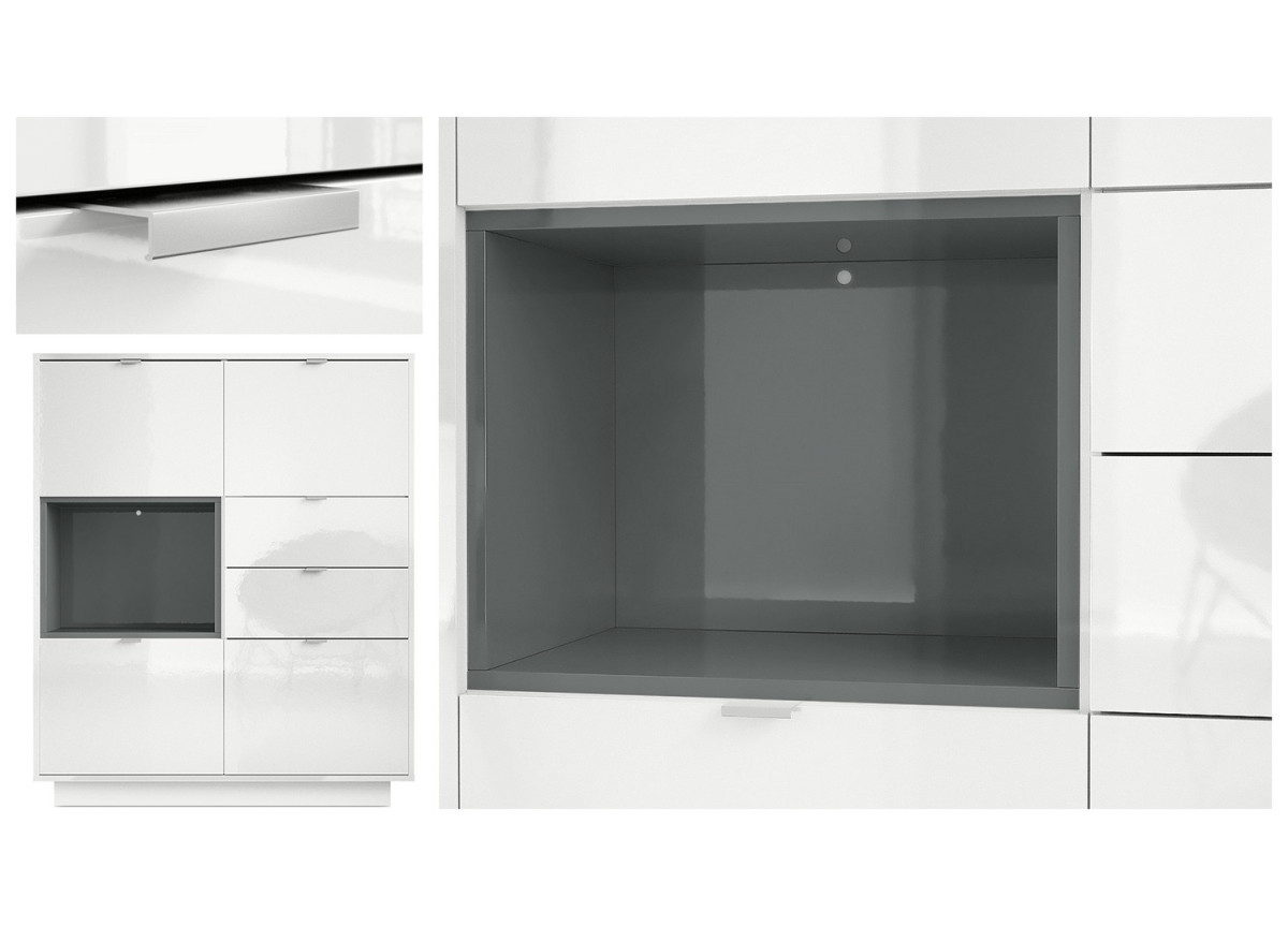 Buffet Haut Design Blanc Brillant