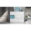 Meuble Buffet Haut Blanc Brillant 6 portes