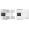 Meuble Buffet Haut Blanc Brillant 6 portes