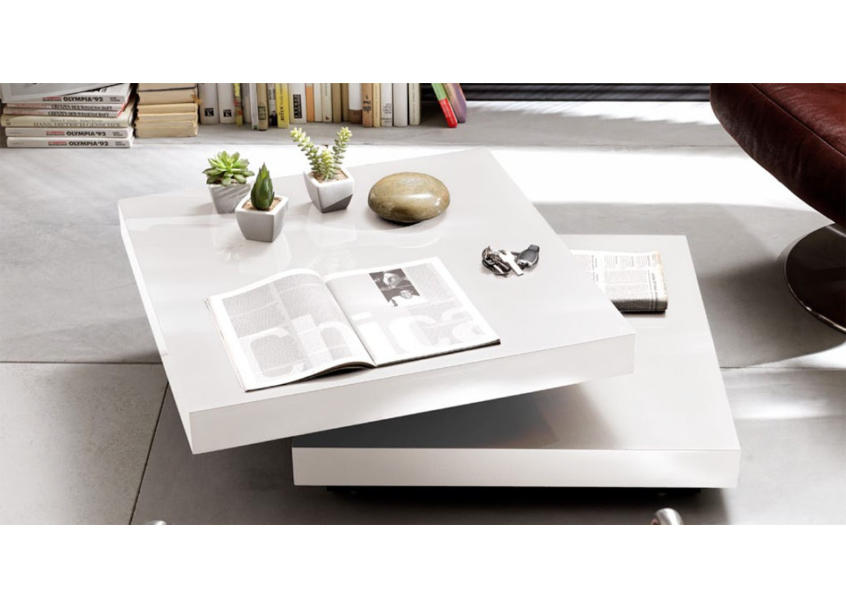 Table Basse Blanche Plateau Amovible