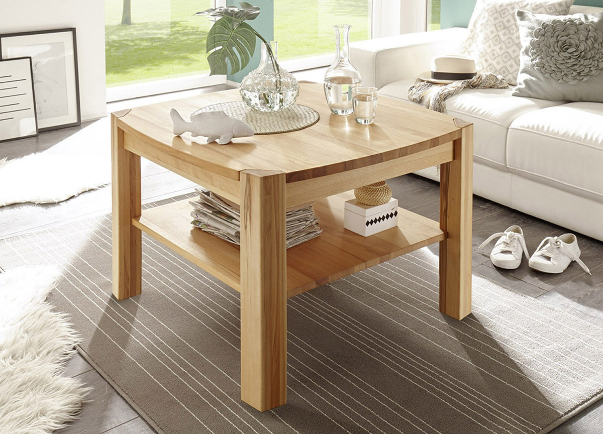 Table Basse Carrée en Bois Chêne ou Hêtre Huilé