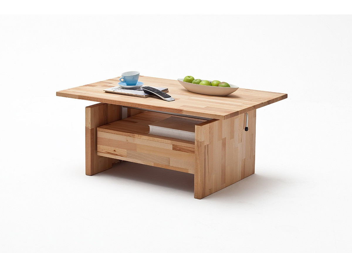 Table Basse Relevable en Bois - Effet Lattés
