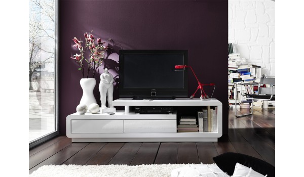 meuble tv laque design blanc ou blanc gris