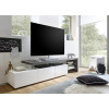 Meuble TV Laqué Design Blanc & Gris Béton