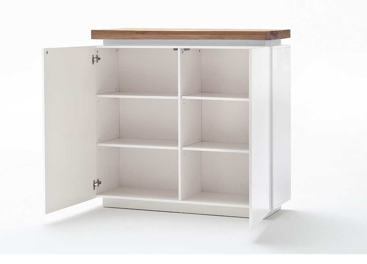 Commode Blanche & Bois 2 Portes